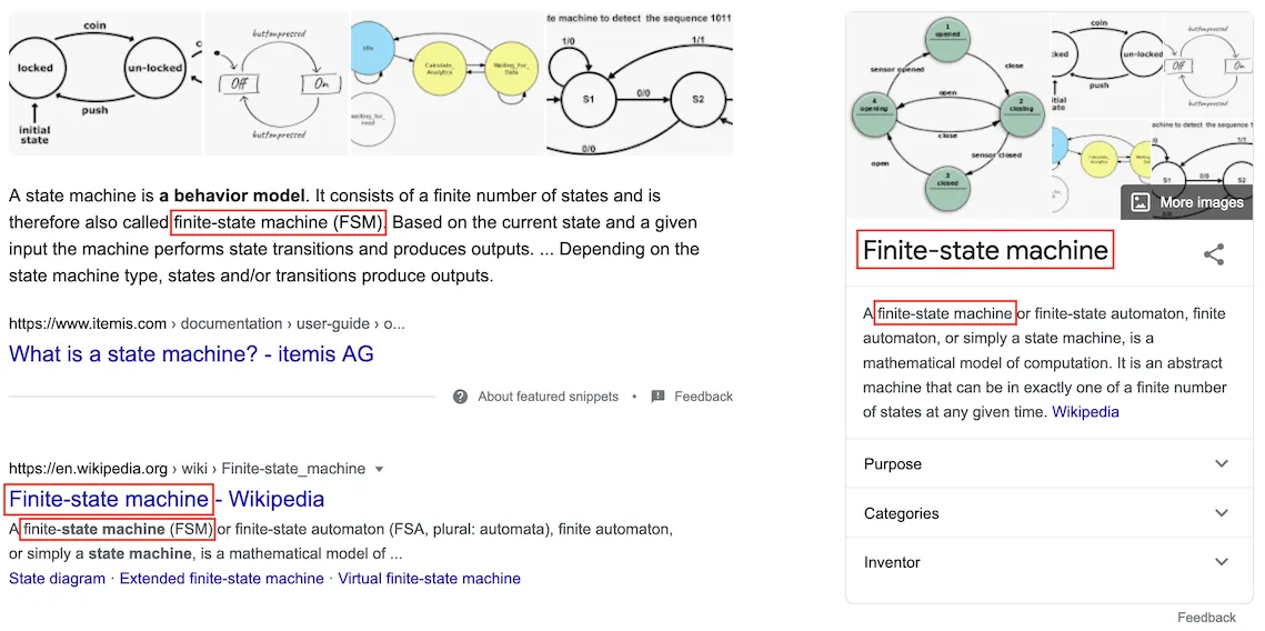 state machines google search